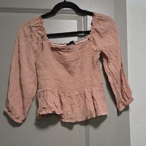 American Eagle Peach Textured Blouse
